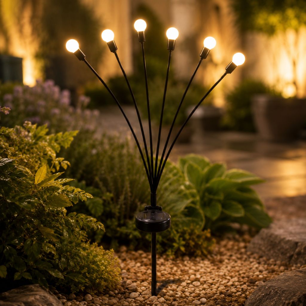 Swaying LED Garden Stakes Solar Powered Outdoor Pathway Lights Warm White Waterproof Decorative Lawn Accent Lighting for Yard Patio Walkway | Thomler