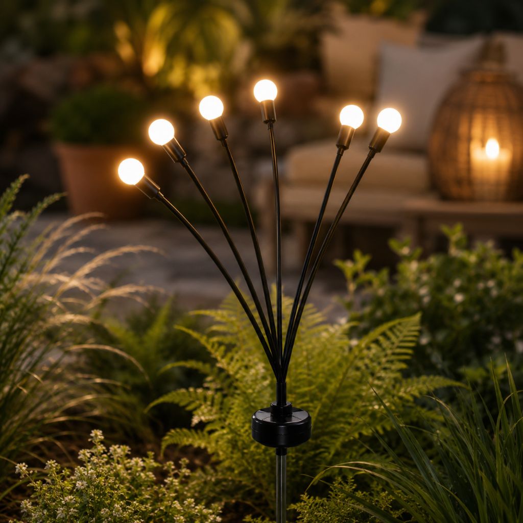 Swaying LED Garden Stakes Solar Powered Outdoor Pathway Lights Warm White Waterproof Decorative Lawn Accent Lighting for Yard Patio Walkway | Thomler