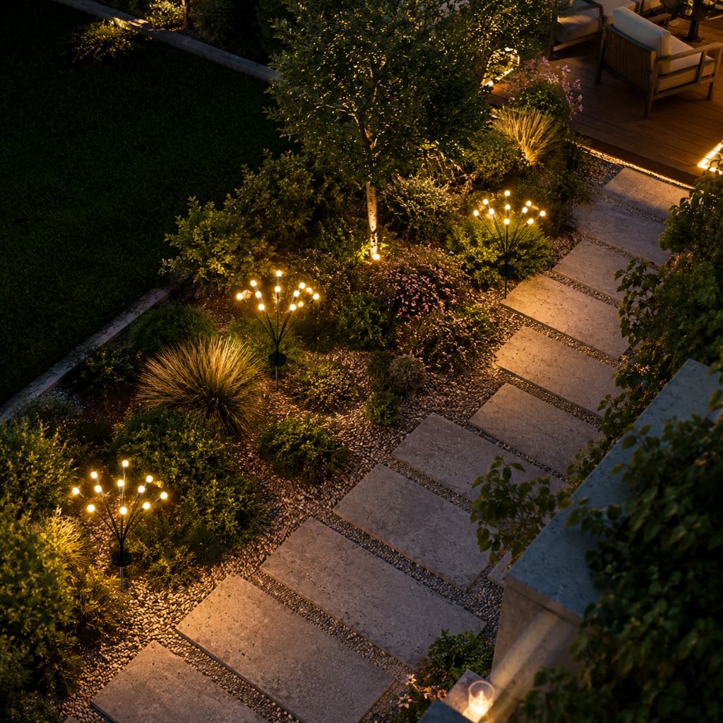 Swaying LED Garden Stakes Solar Powered Outdoor Pathway Lights Warm White Waterproof Decorative Lawn Accent Lighting for Yard Patio Walkway | Thomler