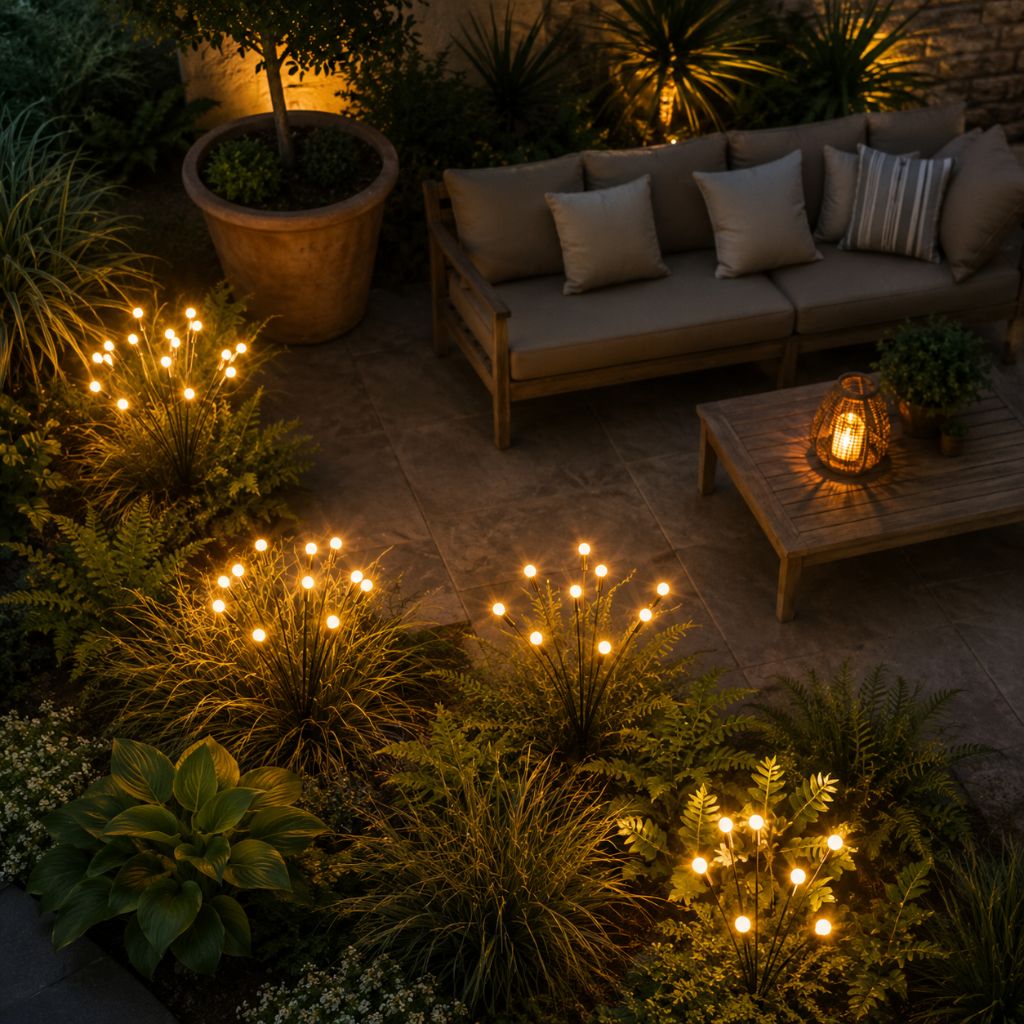 Swaying LED Garden Stakes Solar Powered Outdoor Pathway Lights Warm White Waterproof Decorative Lawn Accent Lighting for Yard Patio Walkway | Thomler
