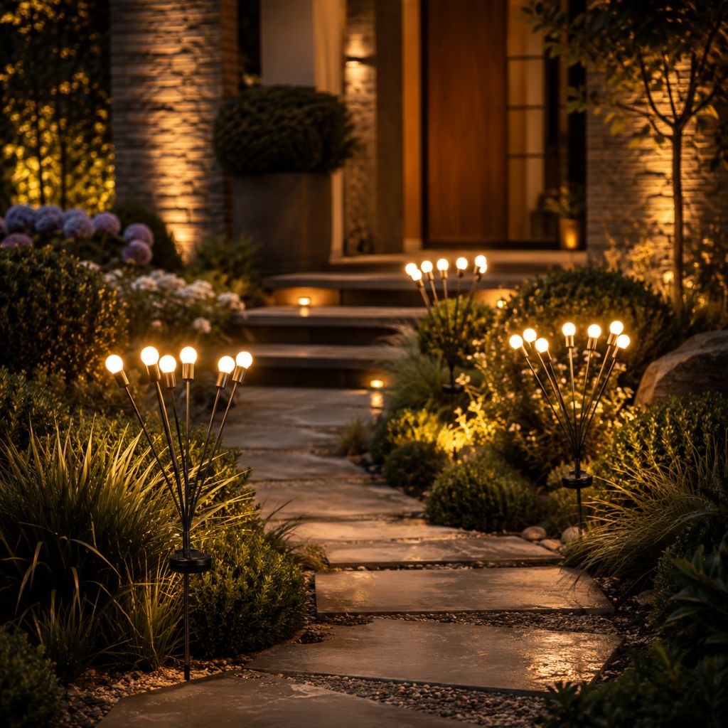 Swaying LED Garden Stakes Solar Powered Outdoor Pathway Lights Warm White Waterproof Decorative Lawn Accent Lighting for Yard Patio Walkway | Thomler
