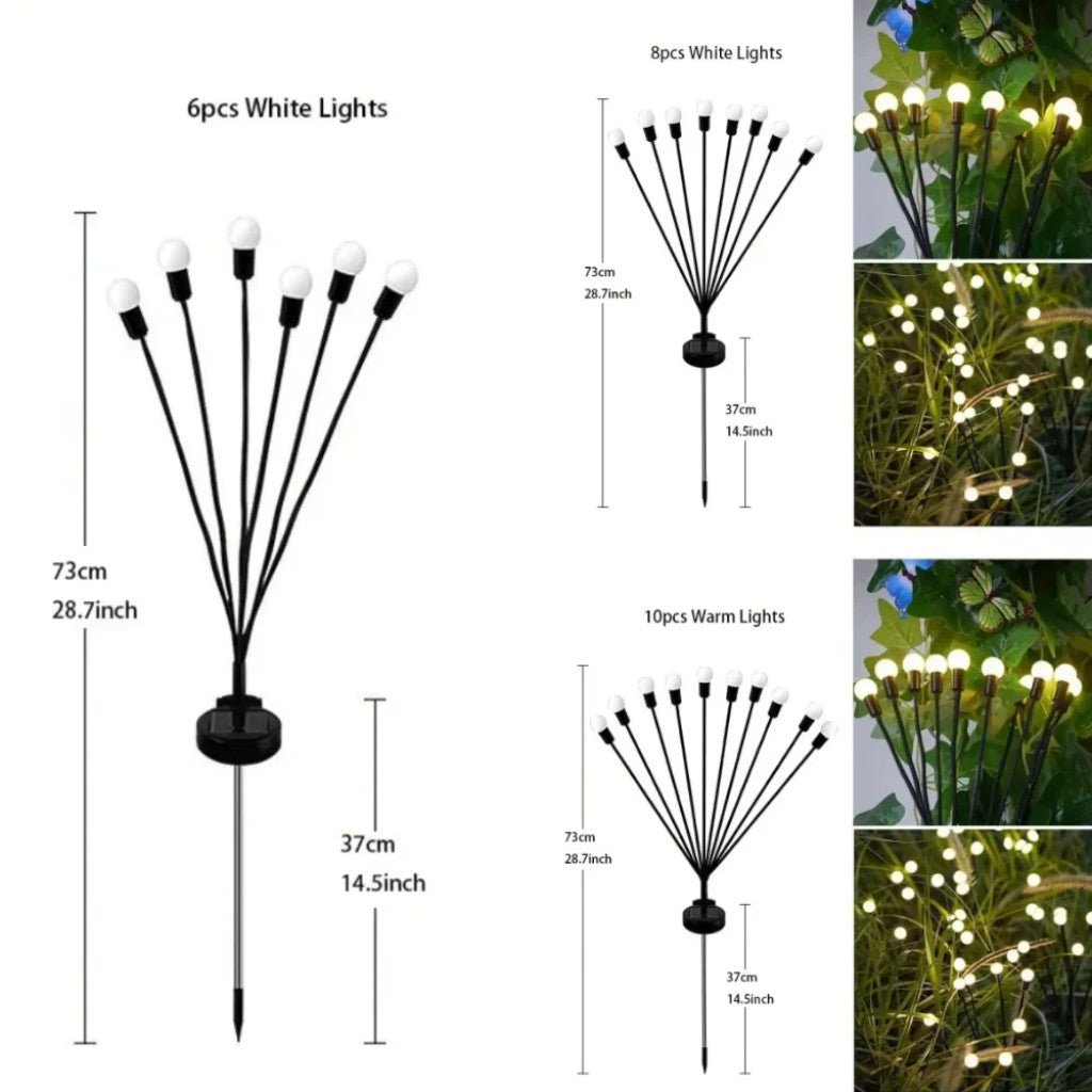 Swaying LED Garden Stakes Solar Powered Outdoor Pathway Lights Warm White Waterproof Decorative Lawn Accent Lighting for Yard Patio Walkway | Thomler