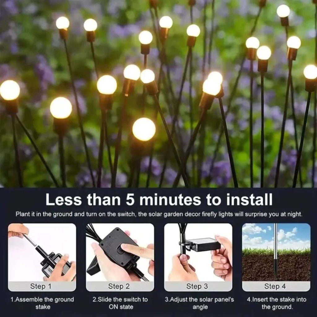 Swaying LED Garden Stakes Solar Powered Outdoor Pathway Lights Warm White Waterproof Decorative Lawn Accent Lighting for Yard Patio Walkway | Thomler