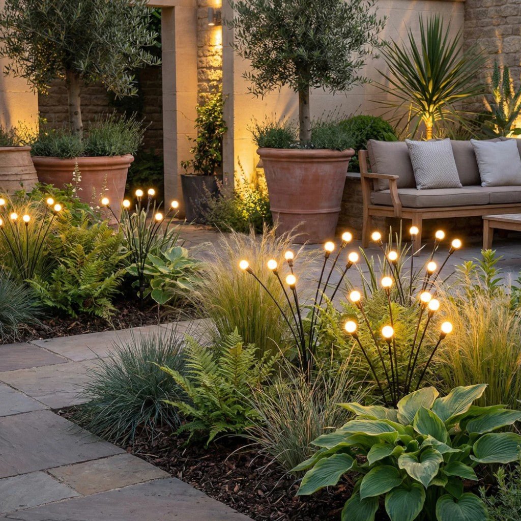 Swaying LED Garden Stakes Solar Powered Outdoor Pathway Lights Warm White Waterproof Decorative Lawn Accent Lighting for Yard Patio Walkway | Thomler