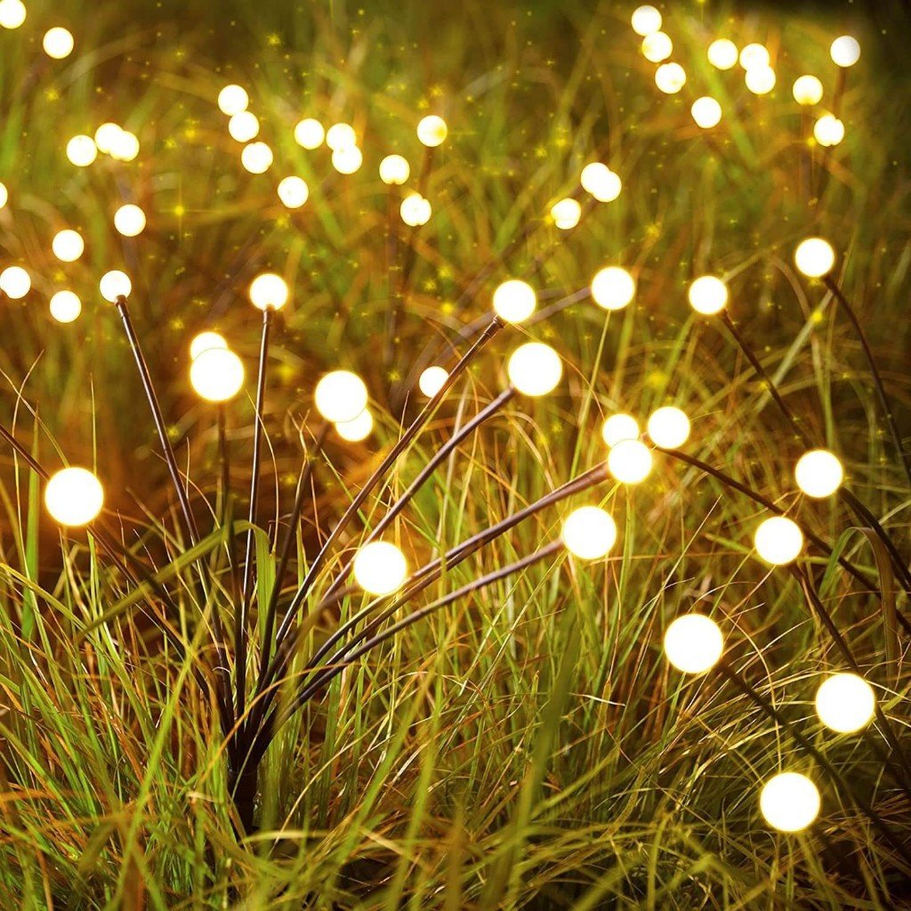 Swaying LED Garden Stakes Solar Powered Outdoor Pathway Lights Warm White Waterproof Decorative Lawn Accent Lighting for Yard Patio Walkway | Thomler