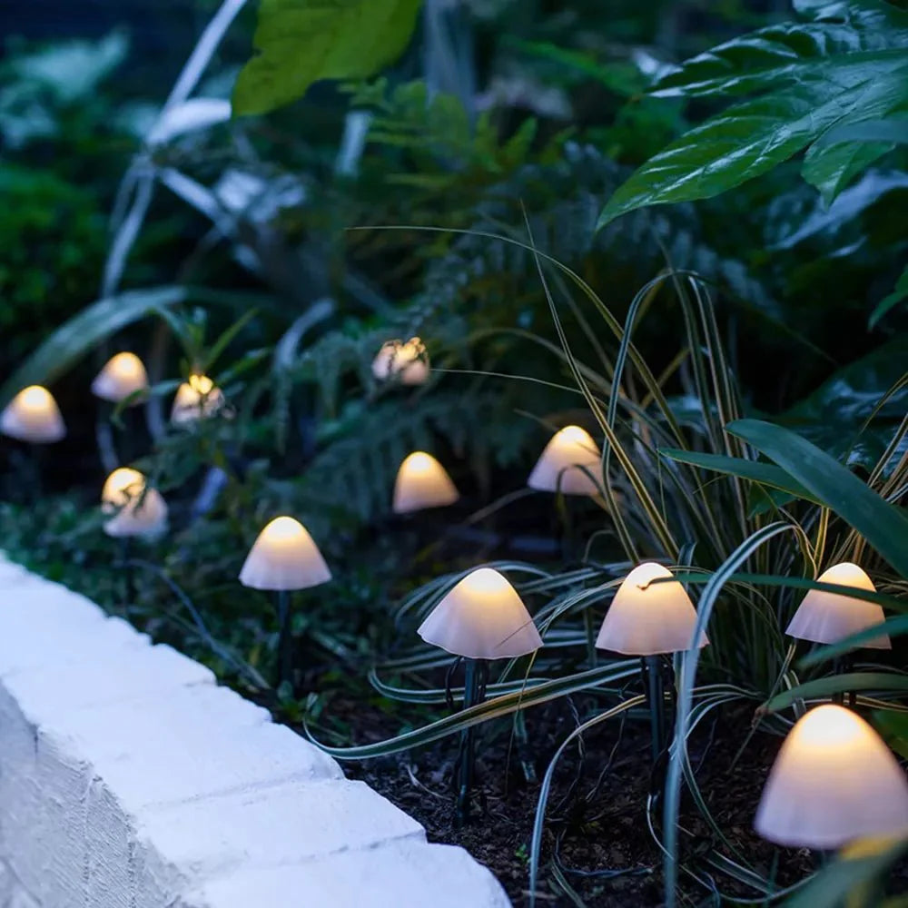 Solar Garden Light PVC 8 in Mushroom Outdoor Decorative Pathway LED 10 Pack | Thomler