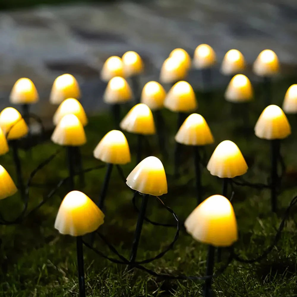 Solar Garden Light PVC 8 in Mushroom Outdoor Decorative Pathway LED 10 Pack | Thomler