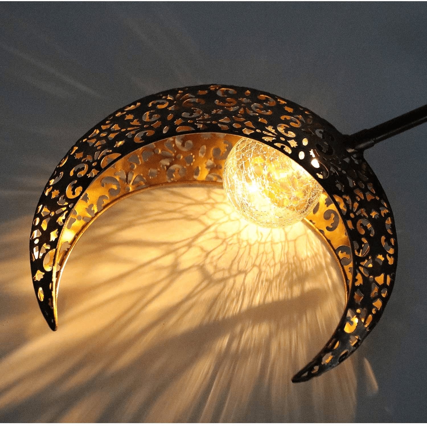 Outdoor Solar Half-Moon Light Stainless Steel 30 in Pathway Garden Patio Ambient Glow | Thomler