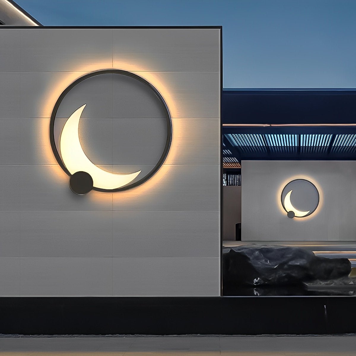 Wall Lamp Stainless Steel Moon LED 35.0 cm Black Outdoor Garden Patio Waterproof Sconce Solar Hardwired | Thomler