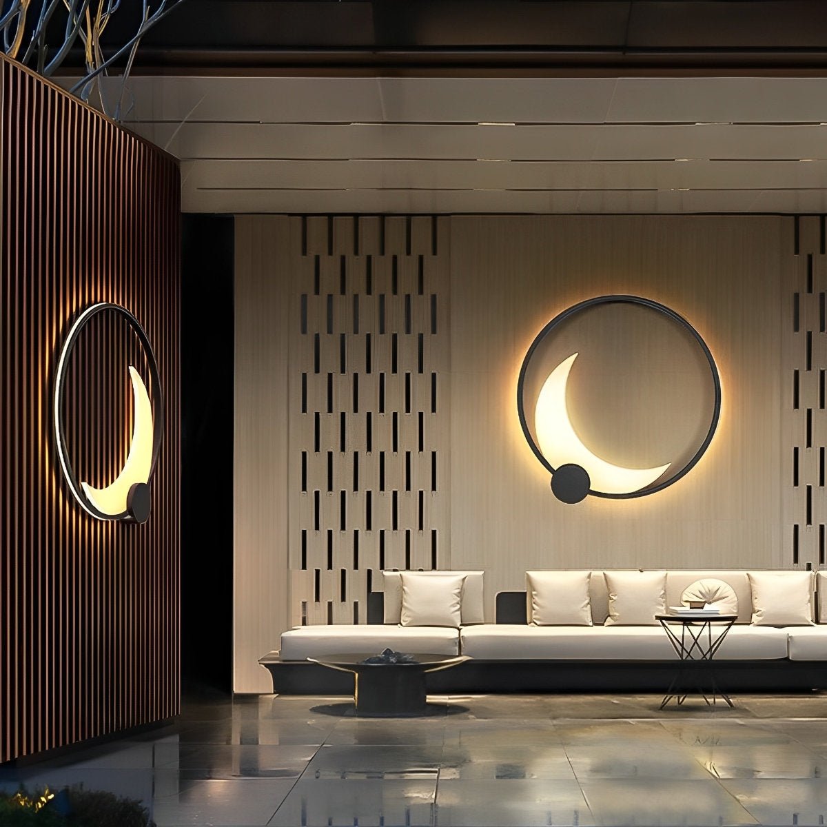 Wall Lamp Stainless Steel Moon LED 35.0 cm Black Outdoor Garden Patio Waterproof Sconce Solar Hardwired | Thomler