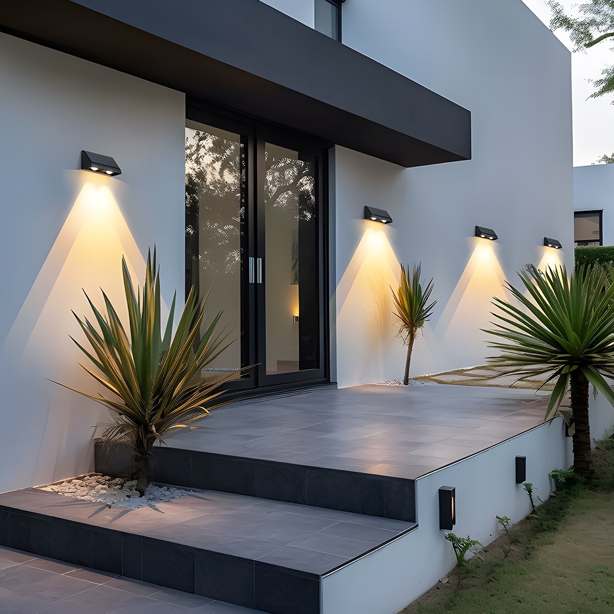 Wall Light Solar Powered 19.0 cm Black Outdoor Facade Up Down Waterproof Patio Entrance Garden Sconce | Thomler