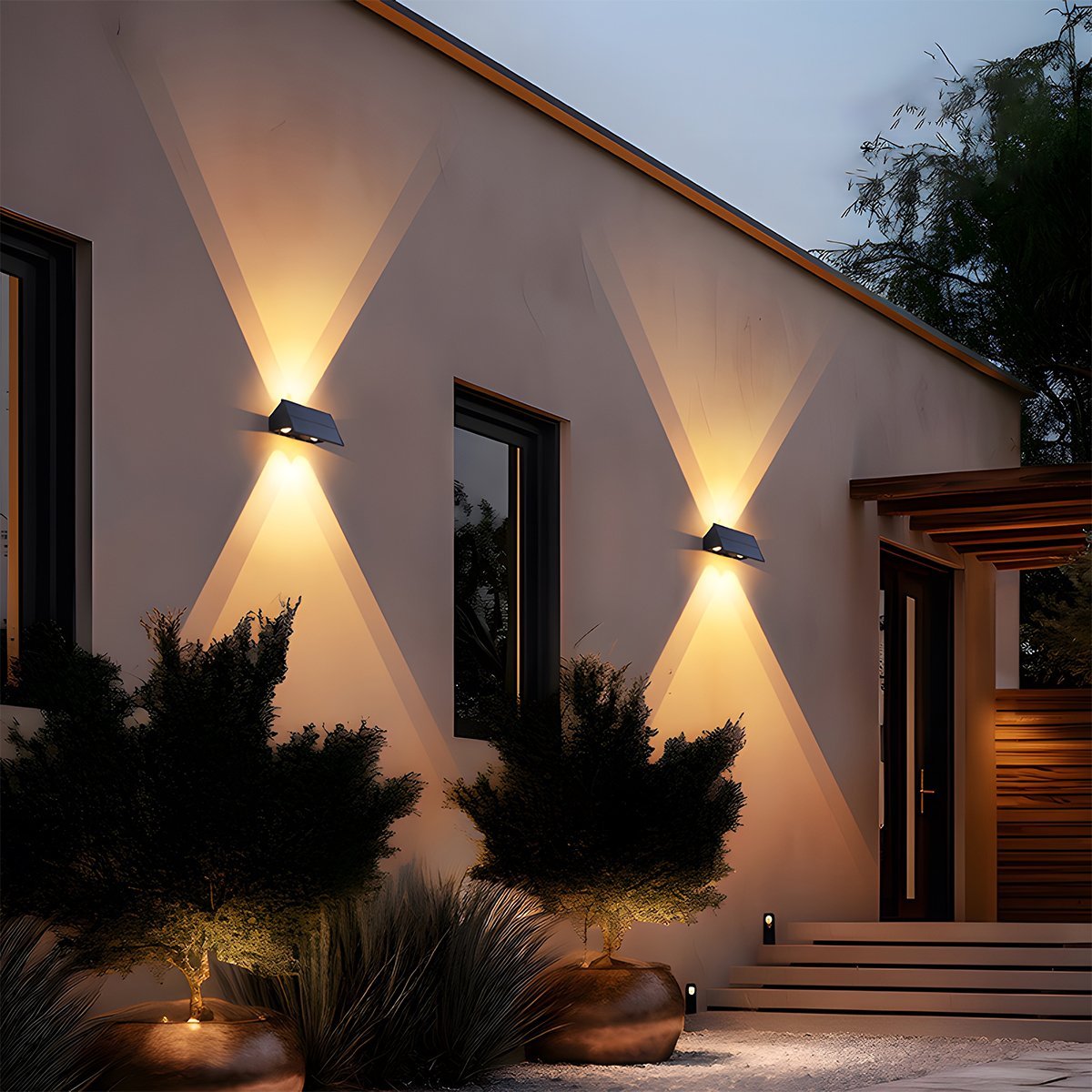 Wall Light Solar Powered 19.0 cm Black Outdoor Facade Up Down Waterproof Patio Entrance Garden Sconce | Thomler