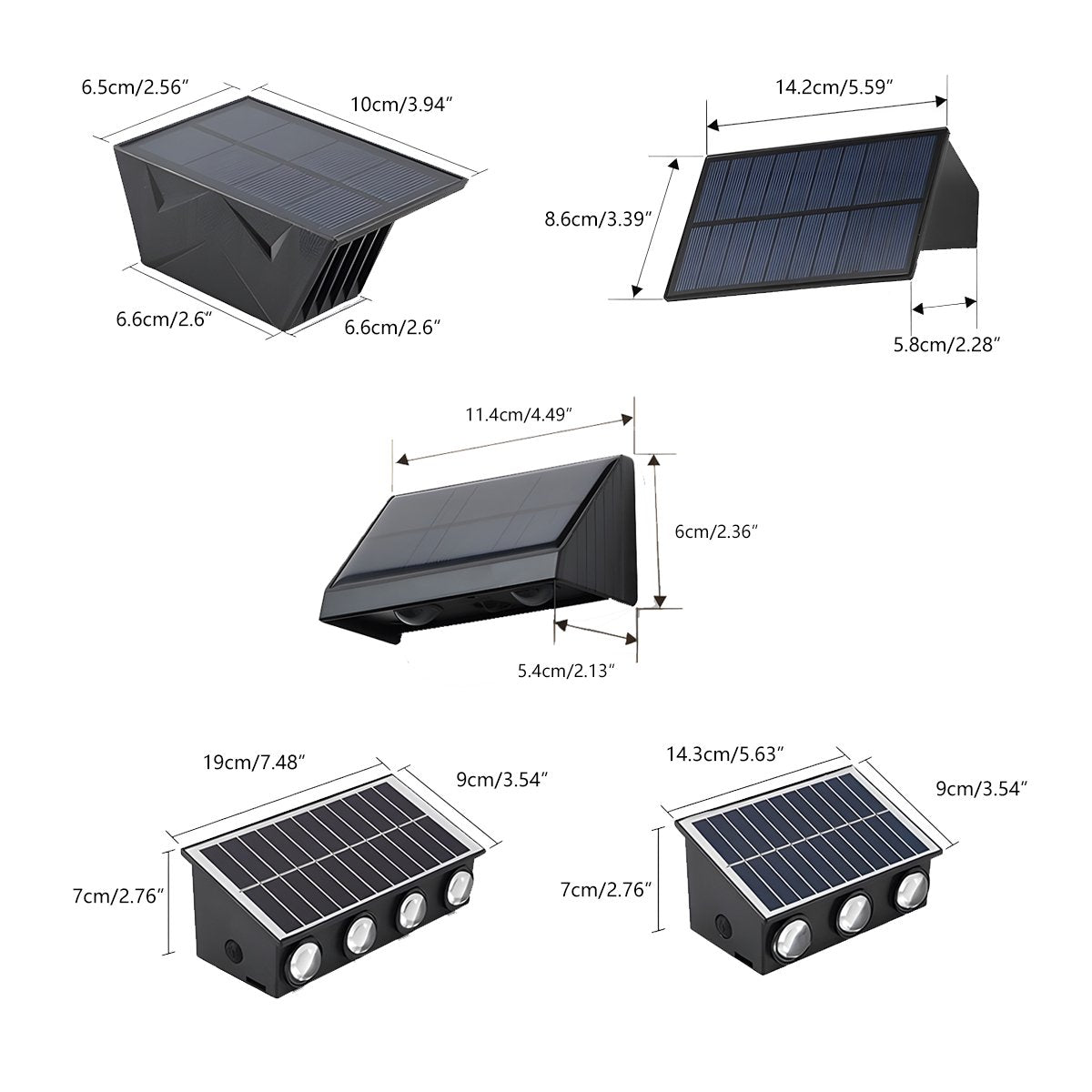 Wall Light Solar Powered 19.0 cm Black Outdoor Facade Up Down Waterproof Patio Entrance Garden Sconce | Thomler