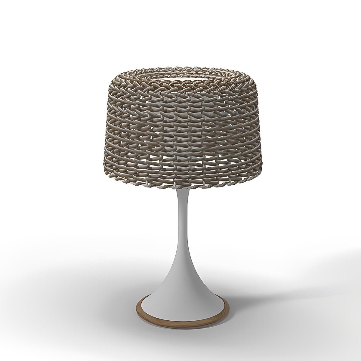 Floor Lamp Synthetic Rattan 176.0 cm White Outdoor Patio Solar LED Garden Lighting Waterproof | Thomler