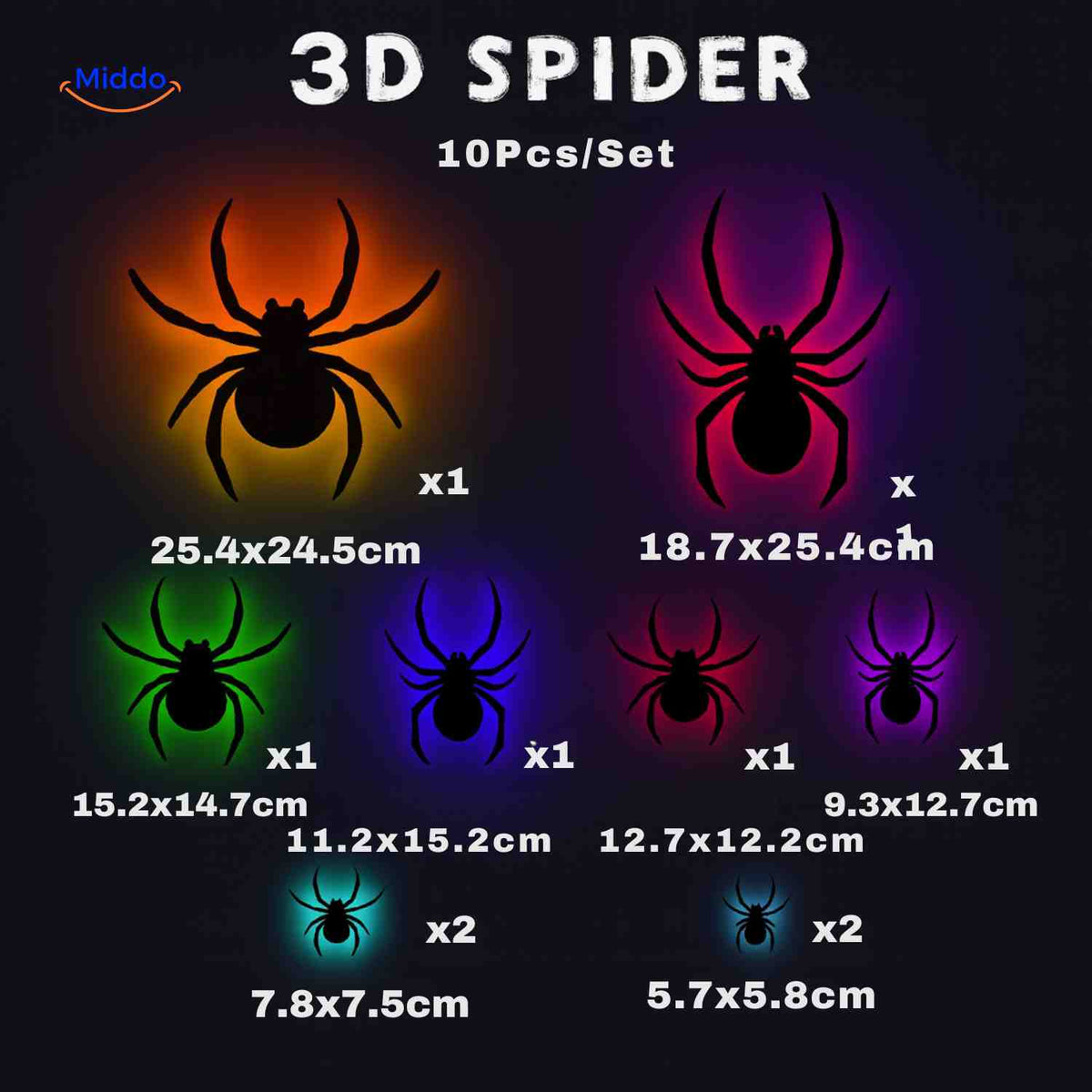 LED Halloween Silhouette Decorations with Glowing 3D Wall Stickers – Bats, Spiders & Ghosts Decor Kit | Thomler