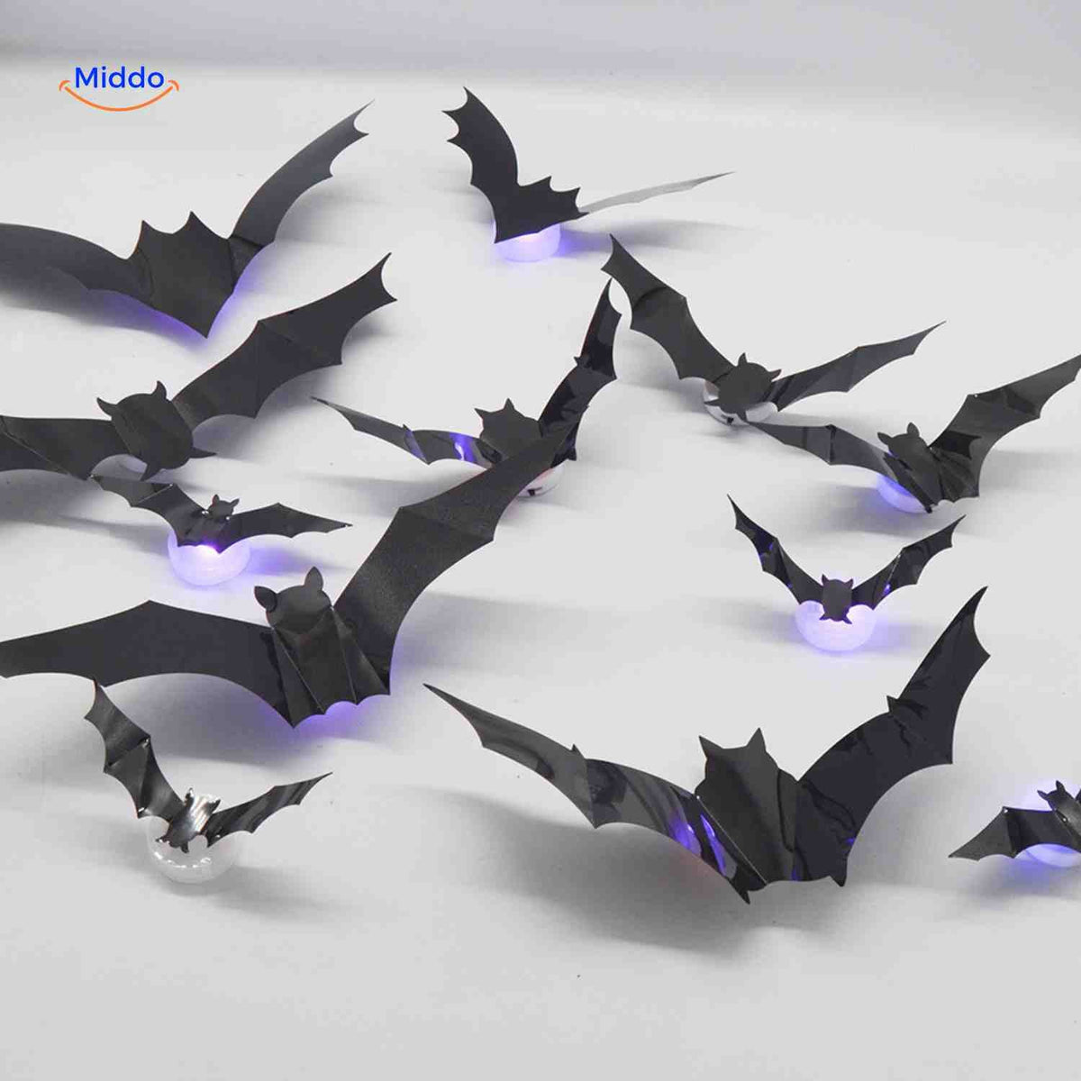 LED Halloween Silhouette Decorations with Glowing 3D Wall Stickers – Bats, Spiders & Ghosts Decor Kit | Thomler