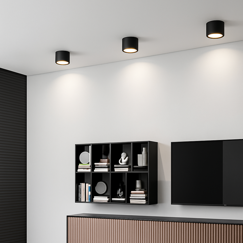 Surface Mounted Downlight Metal LED 15.0 cm Black Ceiling Kitchen Bathroom Spotlight Scandinavian Lighting | Thomler