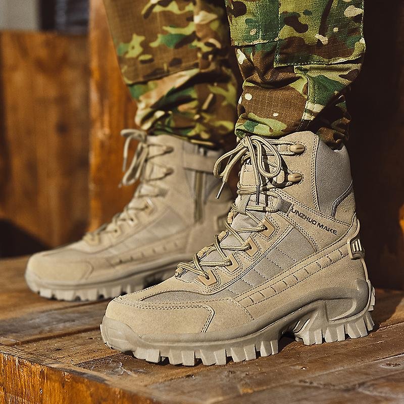 Men's All-Season Tactical Work Boots Waterproof Suede Ankle Support Non-Slip Hiking Boots for Outdoor Work Camping Hunting | Thomler
