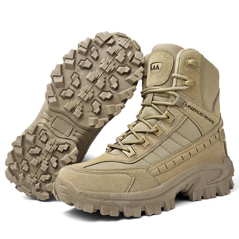 Men's All-Season Tactical Work Boots Waterproof Suede Ankle Support Non-Slip Hiking Boots for Outdoor Work Camping Hunting | Thomler