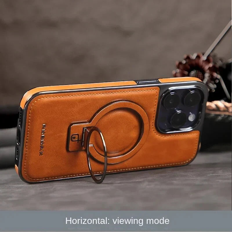 Premium Leather iPhone Case with Hidden Kickstand for Hands-Free Viewing | Thomler