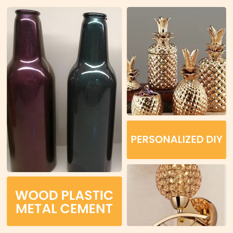 Water-Based Metallic Paint Gold & Silver Leafing Effect for Furniture DIY Craft Projects Interior Decoration Non-Toxic Spray Brush Roller | Thomler
