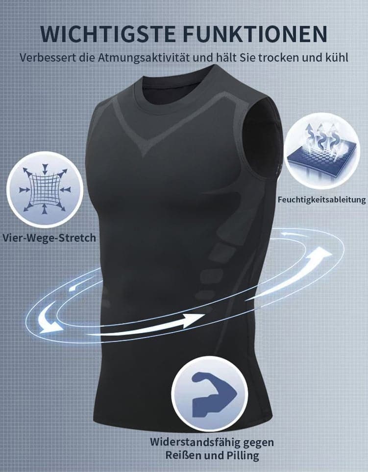 Slimming Undershirt for Men – Sleeveless Body Shaper Tank with Chest Support – Breathable Neoprene Compression Wear for Gym, Office & Daily Use – Invi