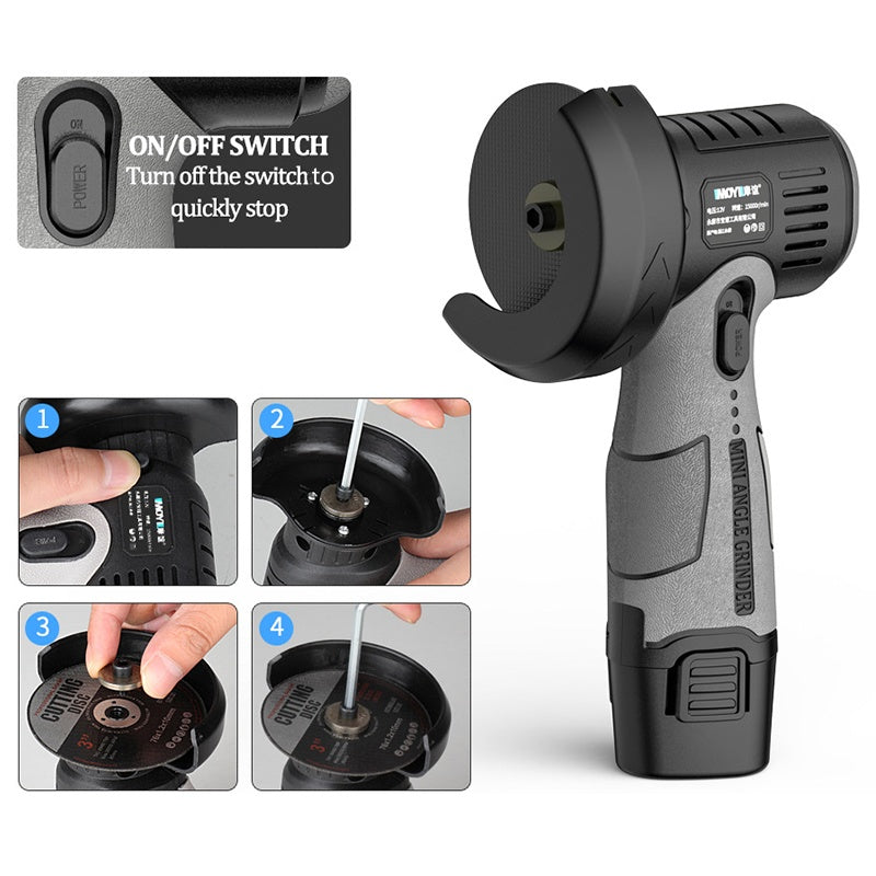 Mini Angle Grinder 75.0 mm 3.0" Cordless Cutting And Grinding Metalworking Polishing Compact Power Tool | Thomler