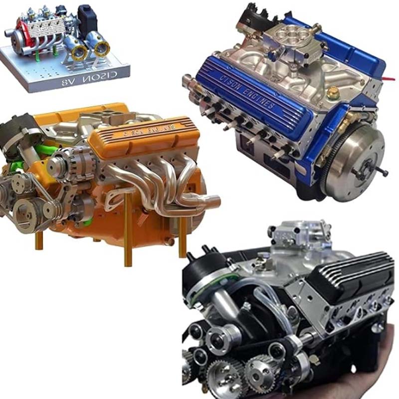 Gasoline-Powered V8 Engine Model Kit | Fully Functional Mini Motor with CDI Ignition & Precision CNC Machined Metal Parts for RC Projects | Thomler