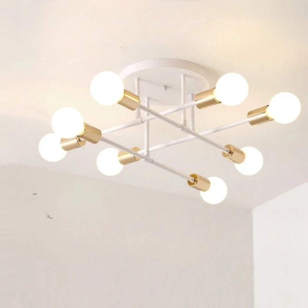 Mid-Century Starburst Flush Mount Ceiling Light | E27 Multi-Arm Modern Fixture for Living Room & Bedroom | 4, 6 or 8 Bulb Configuration | Thomler