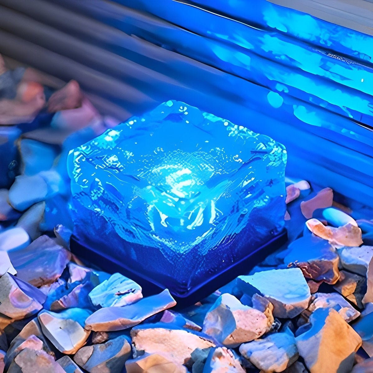 Outdoor Solar Ice Brick Light Imitation Crystal Glass 2.8 in Automatic Garden Lawn Walkway Decor Warm White Blue Green | Thomler