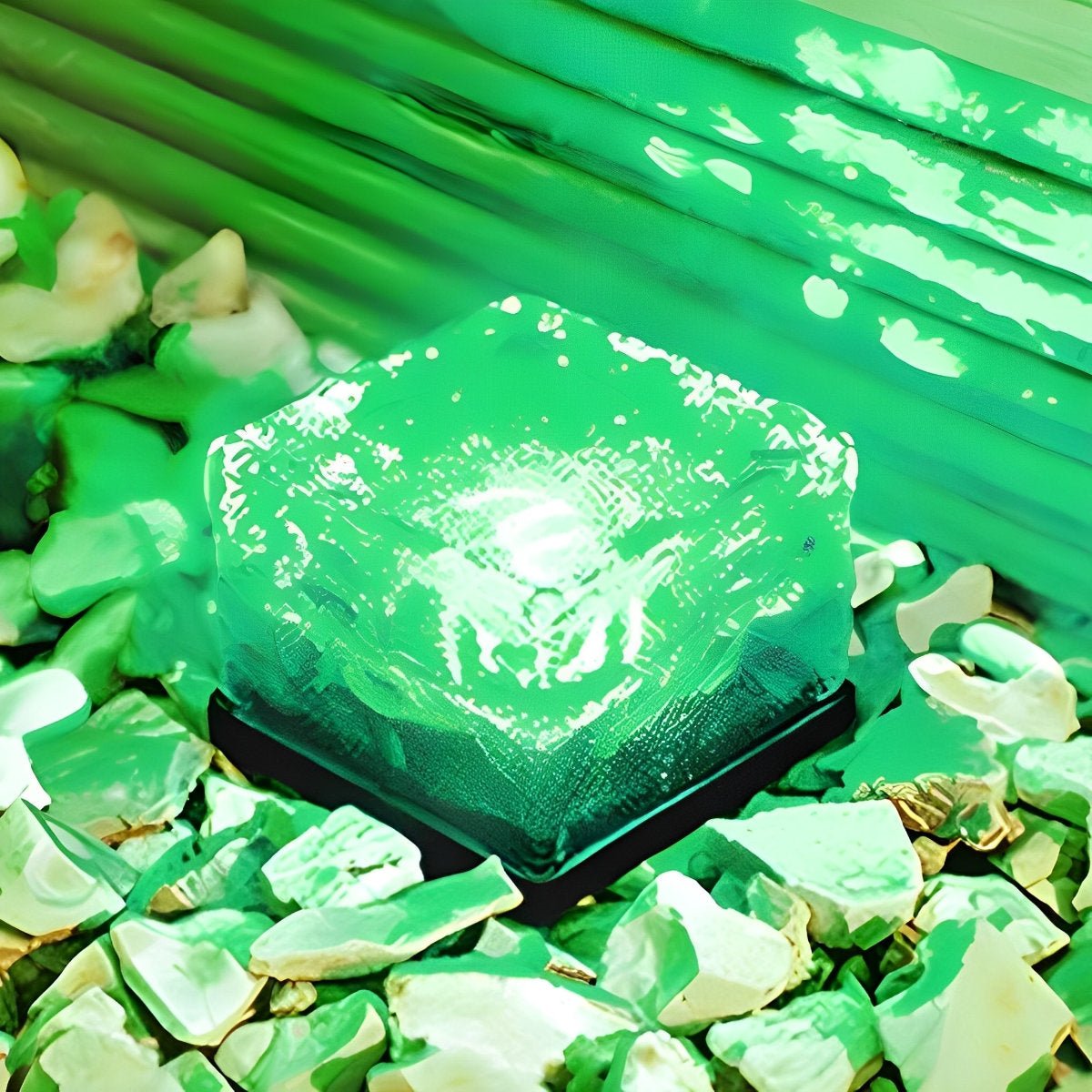 Outdoor Solar Ice Brick Light Imitation Crystal Glass 2.8 in Automatic Garden Lawn Walkway Decor Warm White Blue Green | Thomler