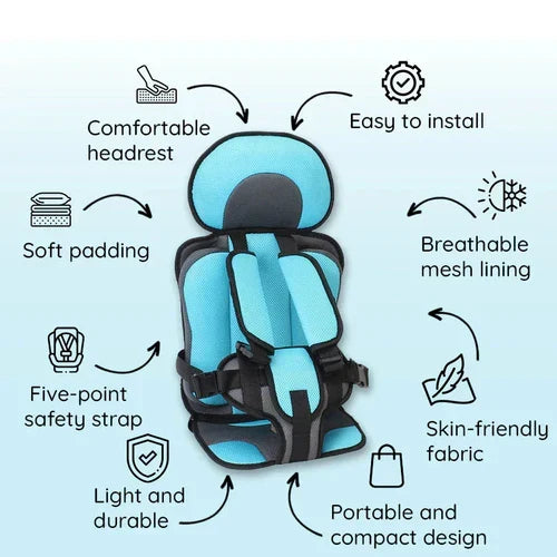 Compact Travel Booster Seat for Kids with 5-Point Safety Harness & Portable Folding Design for Car, Taxi & Plane | Perfect for Toddlers & | Thomler