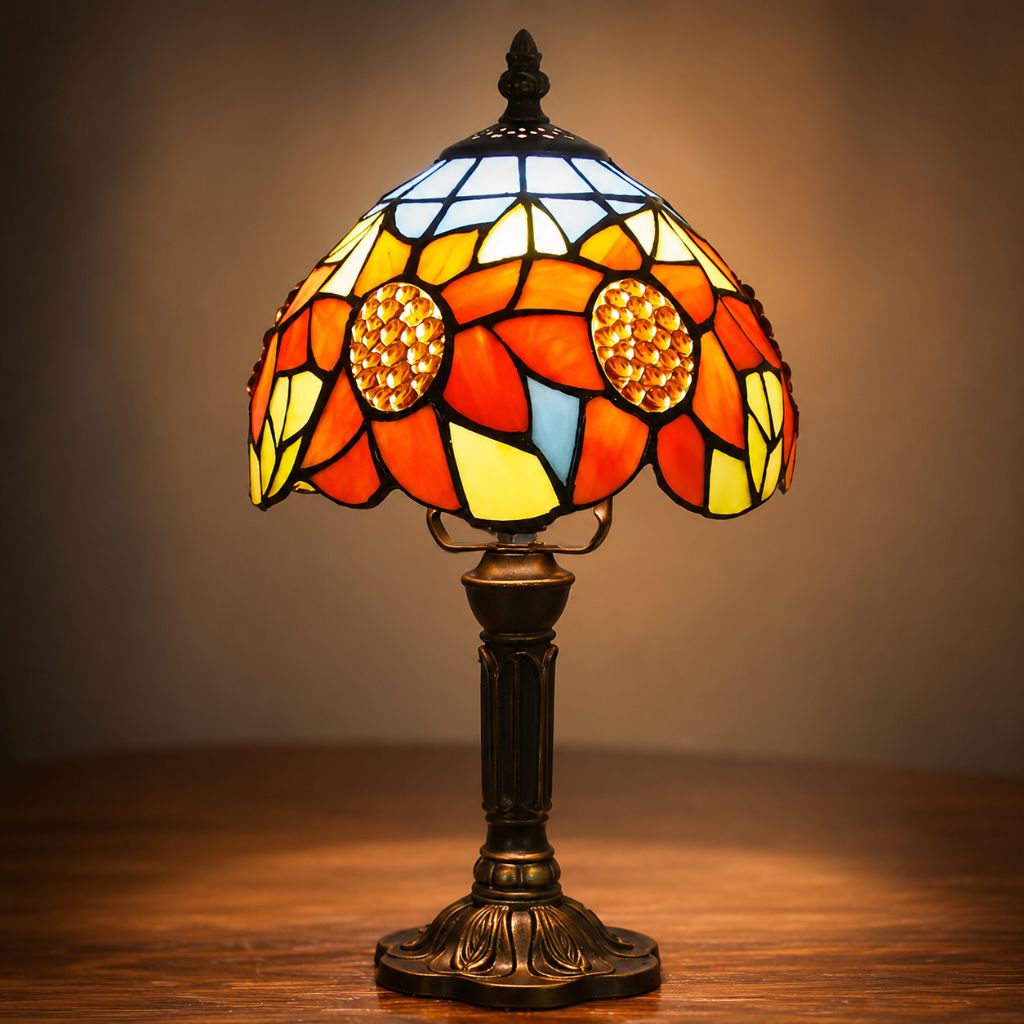 Tiffany-Style Art Glass Table Lamp with Adjustable Arm for Office, Bedroom & Reading Nook – 8 Mosaic Designs | Thomler