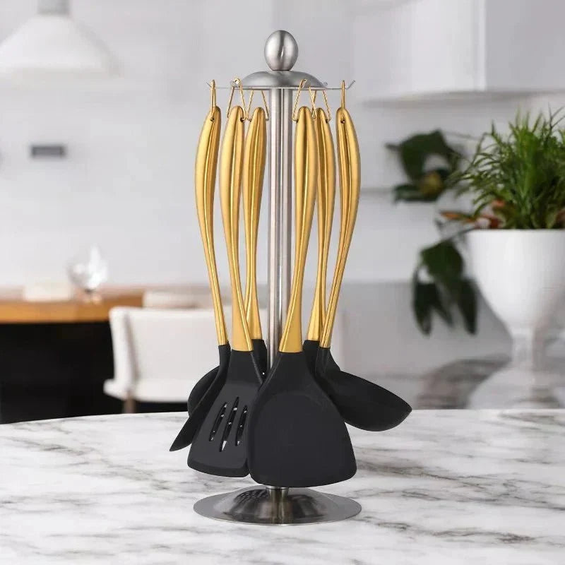 6-Piece Kitchen Tool Set Stainless Steel with Heat-Resistant Handles for Everyday Cooking & Serving | Dishwasher Safe | Thomler