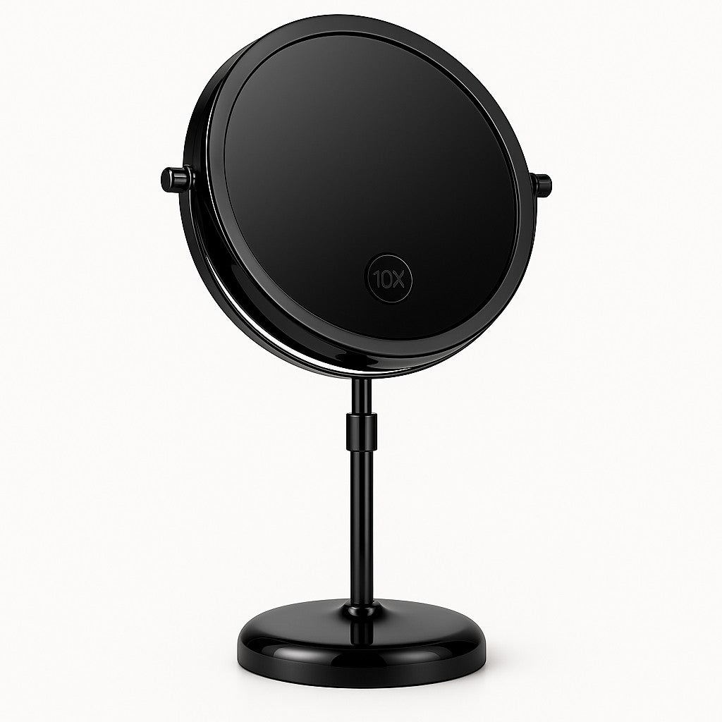 Rechargeable Vanity Mirror with 10X Magnification & Adjustable Height for Countertop Makeup Application | Thomler