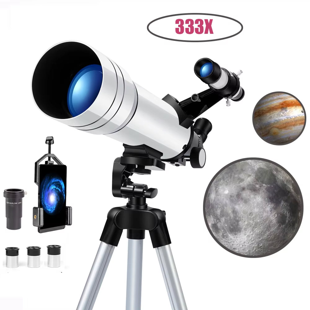 Beginner Refractor Telescope for Kids — 70mm Aperture with Adjustable Tripod & Phone Adapter | Thomler