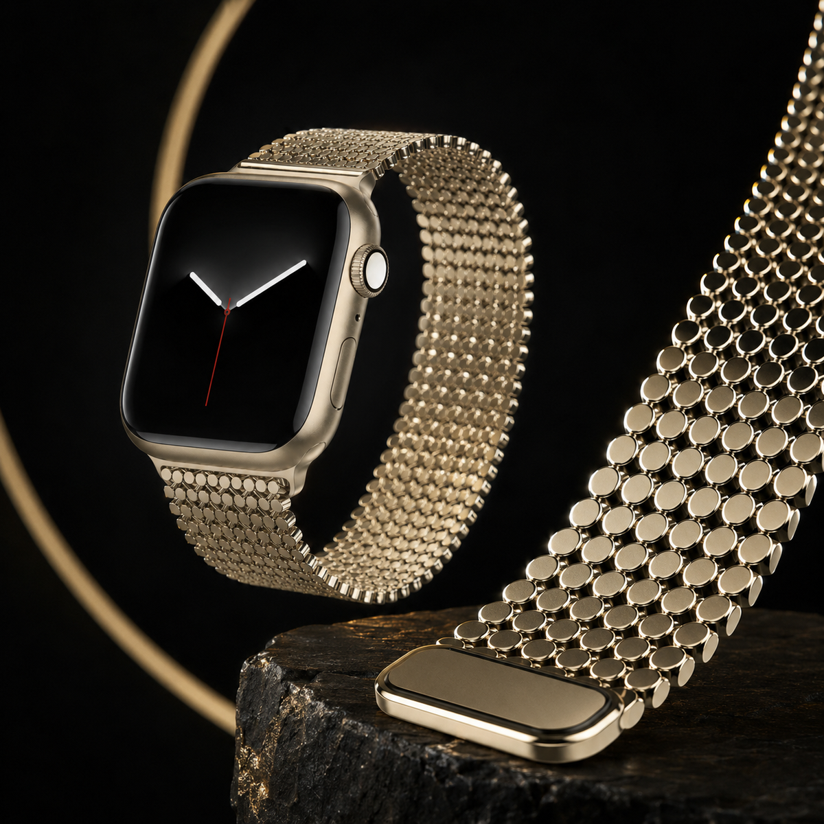 Woven Steel Watch Strap with Magnetic Clasp – Adjustable Metal Band for Apple Watch 38mm–49mm | Thomler