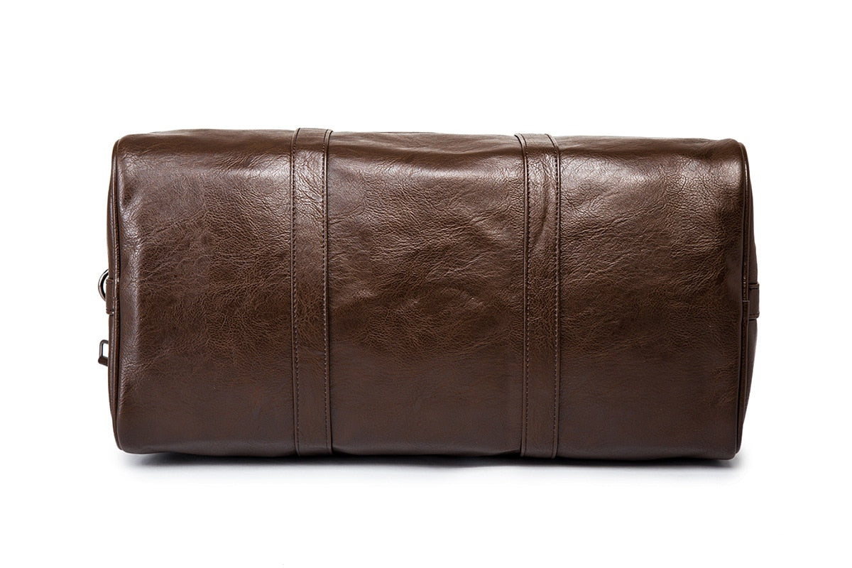 Weekender Overnight Bag in Vegan Leather – Roomy Interior with Shoulder Strap & Padded Grips for Airport Travel | Thomler