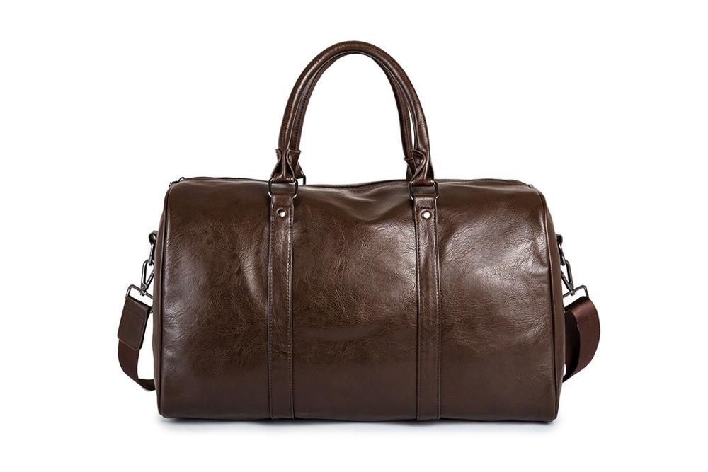 Weekender Overnight Bag in Vegan Leather – Roomy Interior with Shoulder Strap & Padded Grips for Airport Travel | Thomler