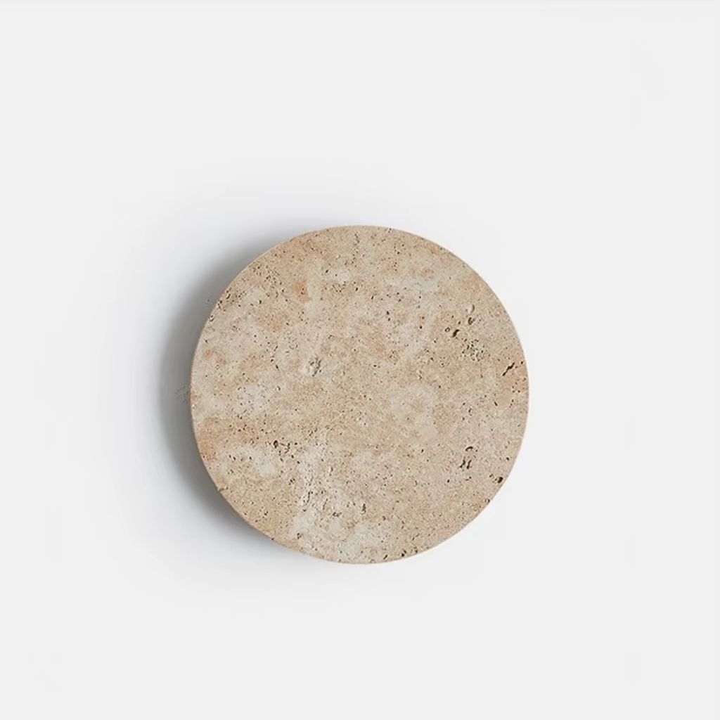 Travertine Circle Sconce for Bedrooms & Hallways – LED Ambient Lighting Fixture with Adjustable Color Temperature | Thomler