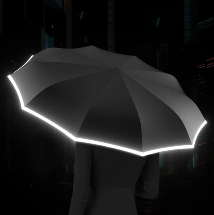 Wind-Resistant Compact Umbrella with Safety Reflectors for Night Visibility, Lightweight Waterproof Canopy for Rain Protection, Foldable Tra | Thomler