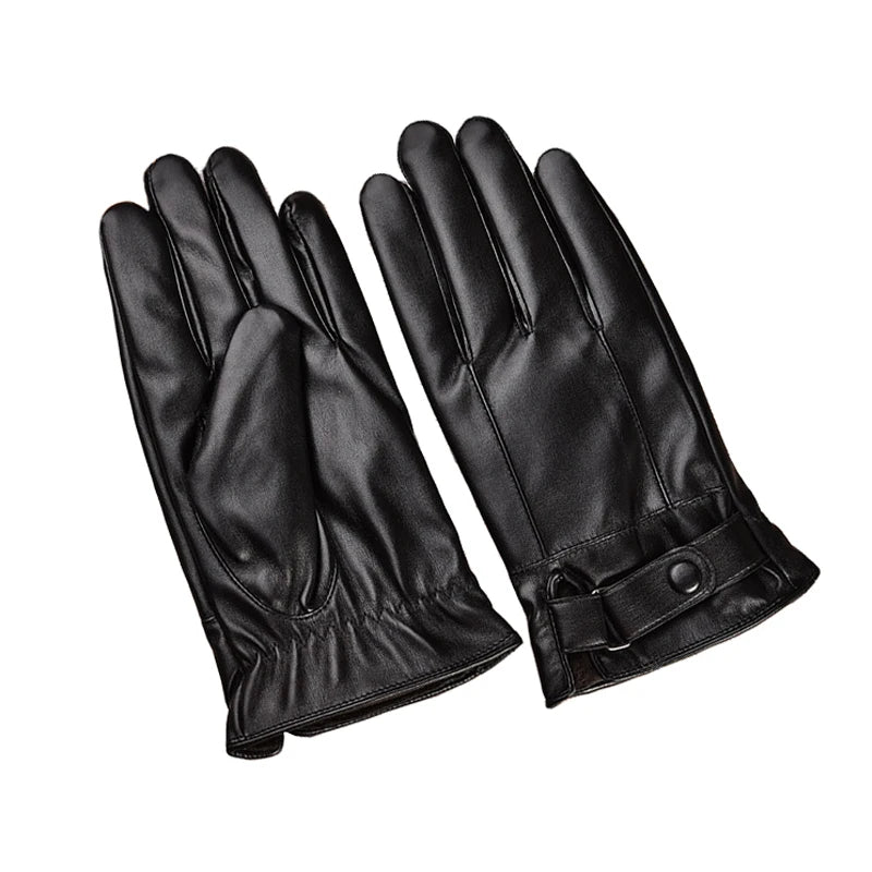 Genuine-Feel Synthetic Driving Gloves with Smartphone Fingertips for Men – Cold Weather Hand Protection | Thomler
