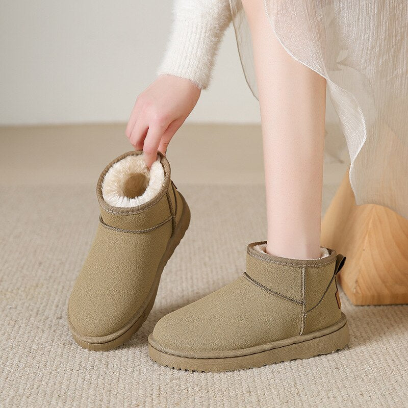 Women's Faux Fur Lined Winter Ankle Boots with Side Zipper | Warm Insulated Snow Booties for Cold Weather | Non-Slip Sole | Thomler