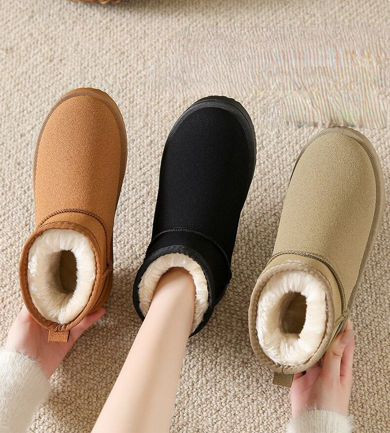 Women's Faux Fur Lined Winter Ankle Boots with Side Zipper | Warm Insulated Snow Booties for Cold Weather | Non-Slip Sole | Thomler