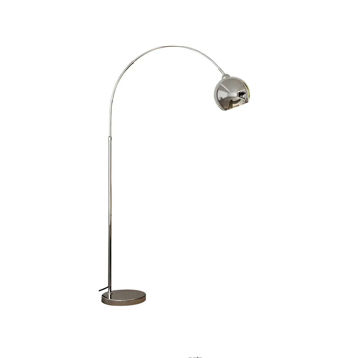 Floor Lamp Chrome Metal 180.0 cm Black Living Room Reading Light Adjustable Arc Standing Lamp With Dome Shade | Thomler