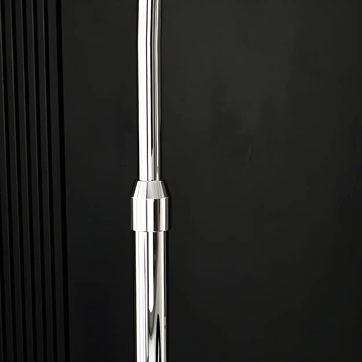 Floor Lamp Chrome Metal 180.0 cm Black Living Room Reading Light Adjustable Arc Standing Lamp With Dome Shade | Thomler