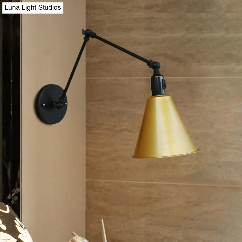 Swing Arm Wall Light Fixture Industrial Metal Sconce Adjustable for Living Room Bedroom Bedside Reading | Thomler