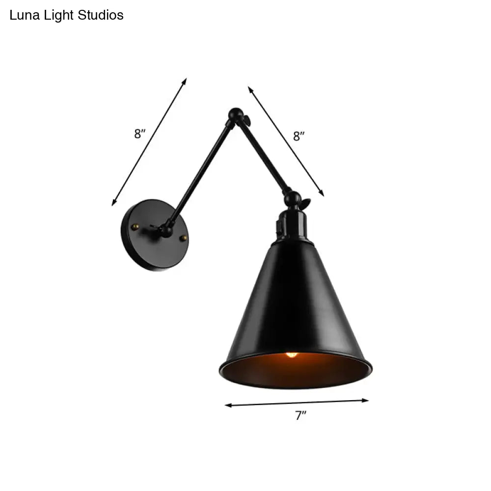 Swing Arm Wall Light Fixture Industrial Metal Sconce Adjustable for Living Room Bedroom Bedside Reading | Thomler