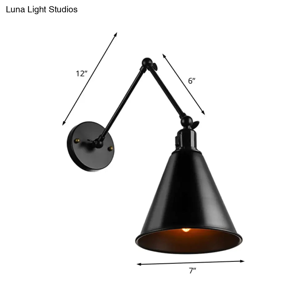 Swing Arm Wall Light Fixture Industrial Metal Sconce Adjustable for Living Room Bedroom Bedside Reading | Thomler