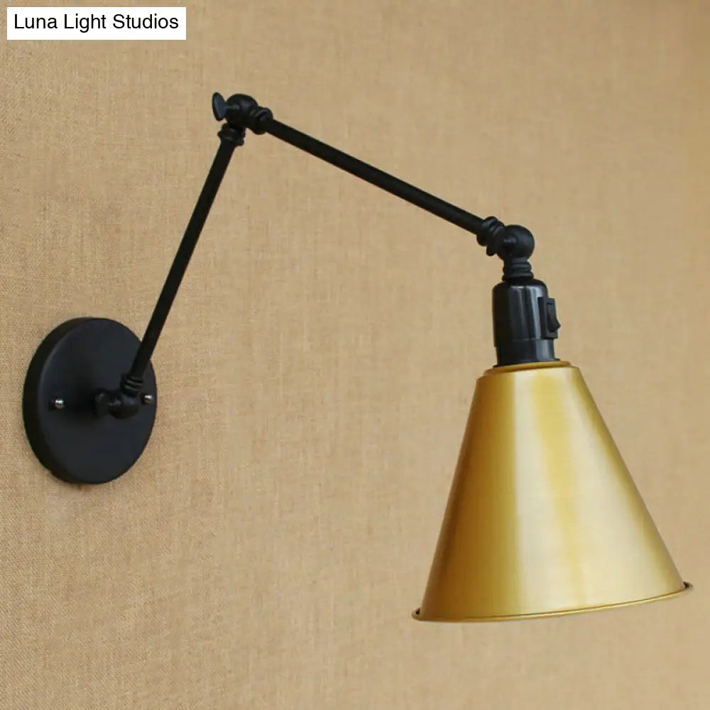 Swing Arm Wall Light Fixture Industrial Metal Sconce Adjustable for Living Room Bedroom Bedside Reading | Thomler